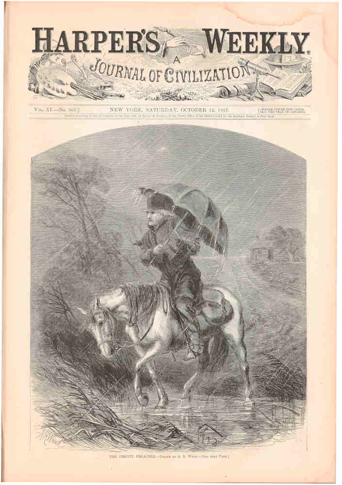 Newspaper illustration of a man on horseback